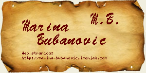 Marina Bubanović vizit kartica